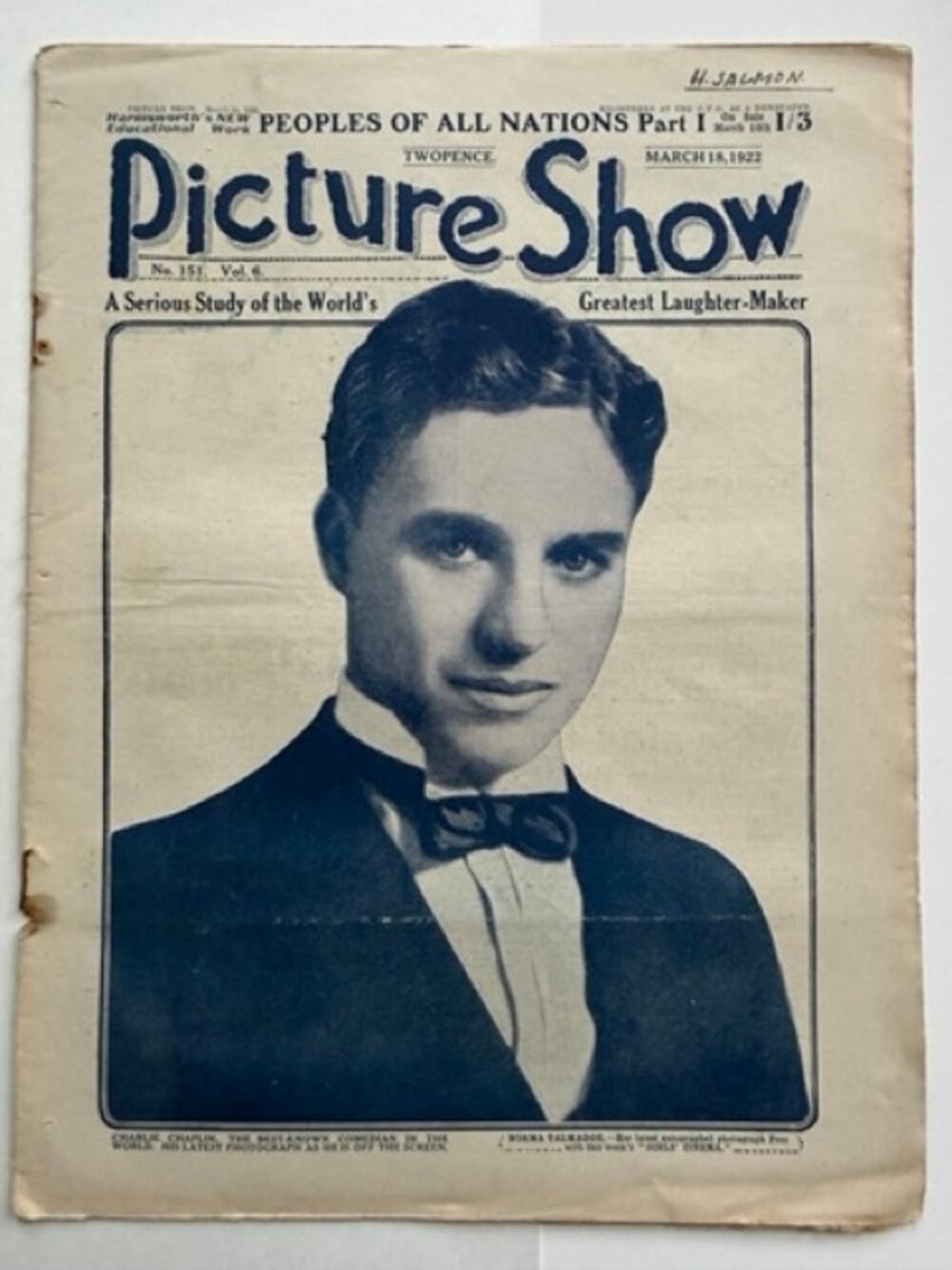 RARE UK Picture Show 1922 Charlie Chaplin City Lights Charles Chaplin, Gold Rush